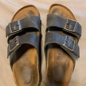 black leather birkenstock’s